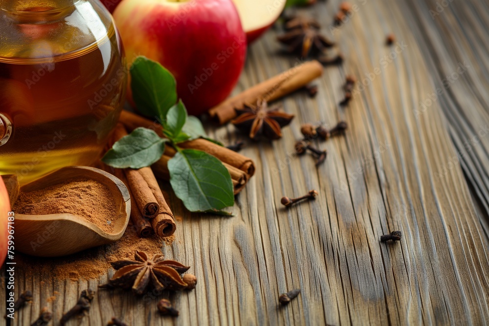 Apple cider with cinnamon sticks spices and fresh apple, Apple cider vinegar with cinnamon sticks, vinegar with cinnamon sticks, apple cider vinegar top view Apple cider with cinnamon sticks spices and fresh apple, Apple cider vinegar with cinnamon sticks, vinegar with cinnamon sticks, apple cider vinegar top view