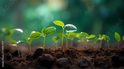 The elegance of nature, small plants growing in the ground