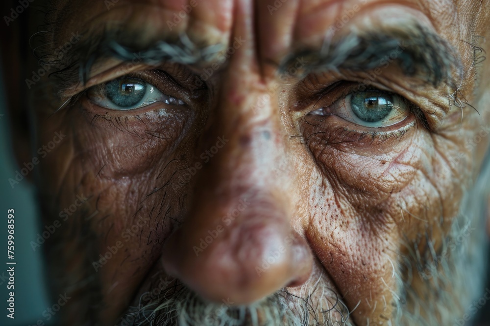 a close-up of a man's face. He has a mature, expressive face with wrinkles and a stubble beard. His eyes have a depth to them, conveying a sense of experience and perhaps introspection or emotion a close-up of a man's face. He has a mature, expressive face with wrinkles and a stubble beard. His eyes have a depth to them, conveying a sense of experience and perhaps introspection or emotion