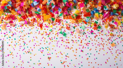 vibrant array of confetti and paper decorations scattered across a surface, ideal for festive background imagery or creative event-related design projects.