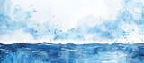 A painting depicting a large body of water, capturing the essence of a vast ocean under a clear sky.