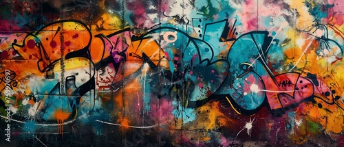Street art graffiti mural, full frame generate ai
