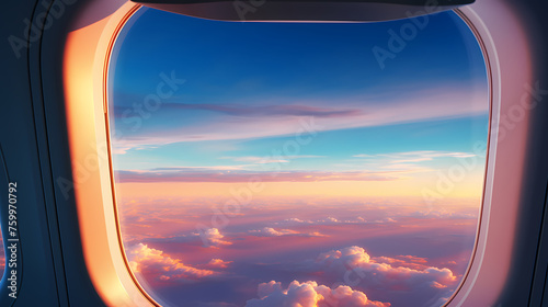 Sky seen from airplane window photo