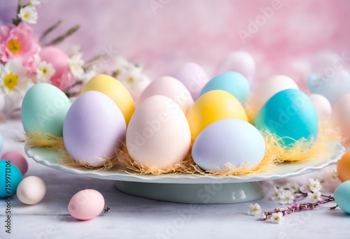 Easter pastel colored eggs