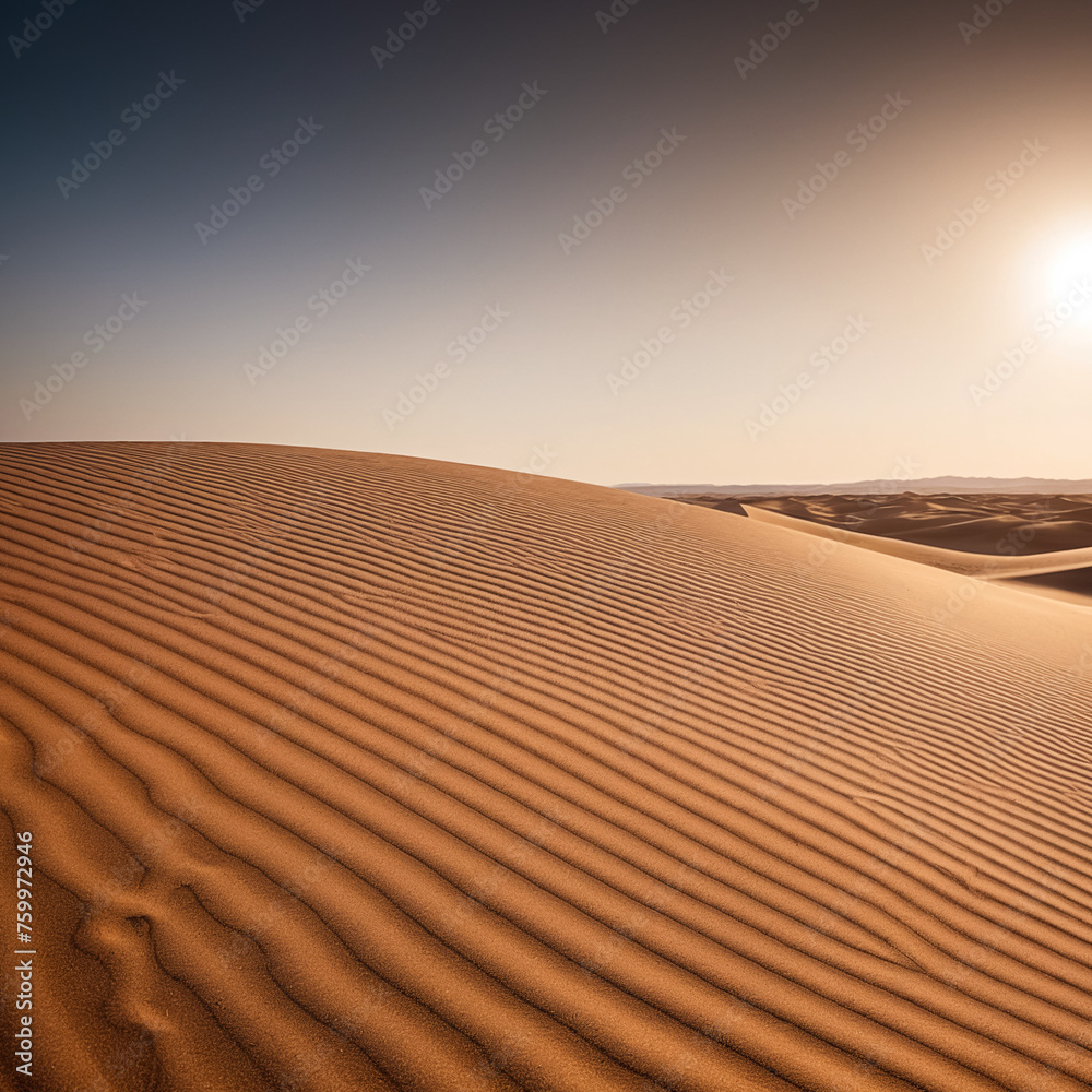 Naklejka premium Desert landscape with dunes. Generative AI