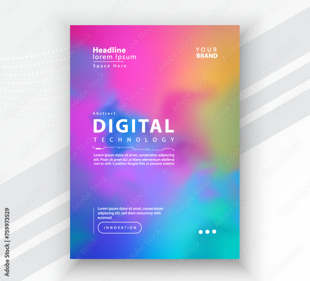 Poster brochure cover banner presentation layout template, Technology digital futuristic internet network connection colorful background, Abstract cyber future tech communication, Ai big data science