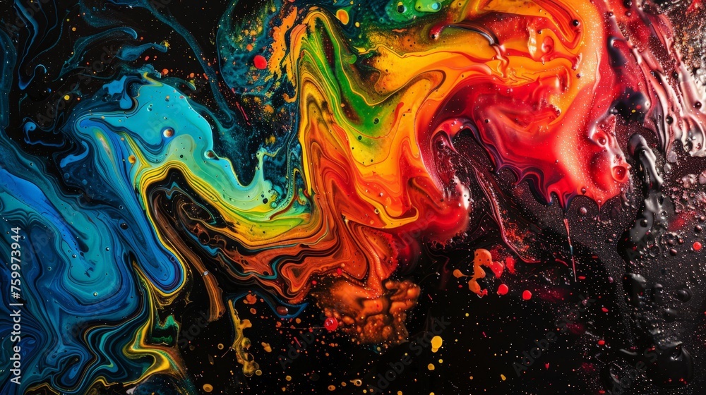 An abstract painting featuring a dynamic mix of colors and shapes, creating a visually striking composition that draws the viewers attention. An abstract painting featuring a dynamic mix of colors and shapes, creating a visually striking composition that draws the viewers attention.