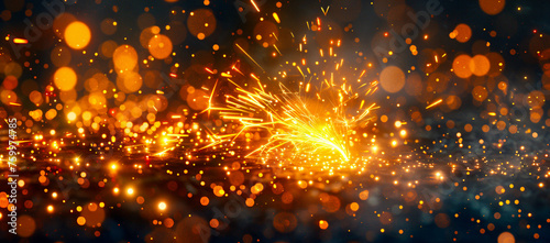 Sparks Flying in the Dark, Symbolizing Celebration or Manufacturing