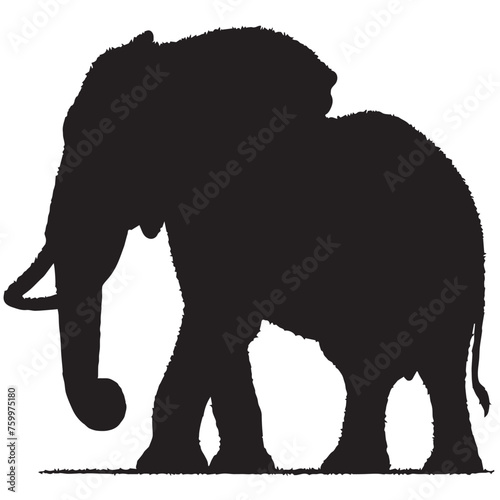 Fototapeta Naklejka Na Ścianę i Meble -  Elephant Silhouettes clean vectors, isolated on white background. Elephant clean silhouettes, Silhouette of African and Indian elephants 
