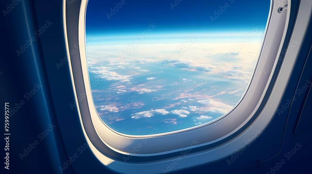 Admire the peaceful cloudscape through the airplane window