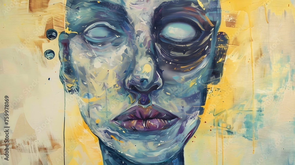 Fototapeta premium Surreal head representing mental health problem.