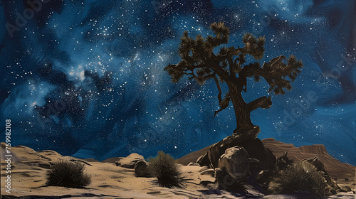 Joshua Trees Starlit Night