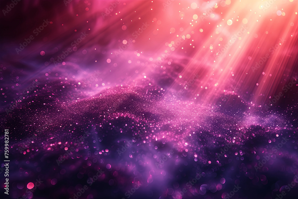 Fototapeta premium Bright pink and purple background with a lot of sparkles and rays of light