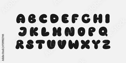 Bubble alphabet in retro groovy style. Graffiti inspired letters. Vector font in y2k aesthetic photo