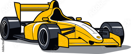 Formula Car Vector Illustration Drifting Through a Curve