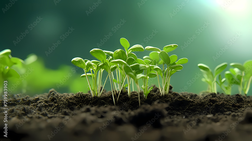 Seedlings sprout in fertile soil, new growth Seedlings sprout in fertile soil, new growth