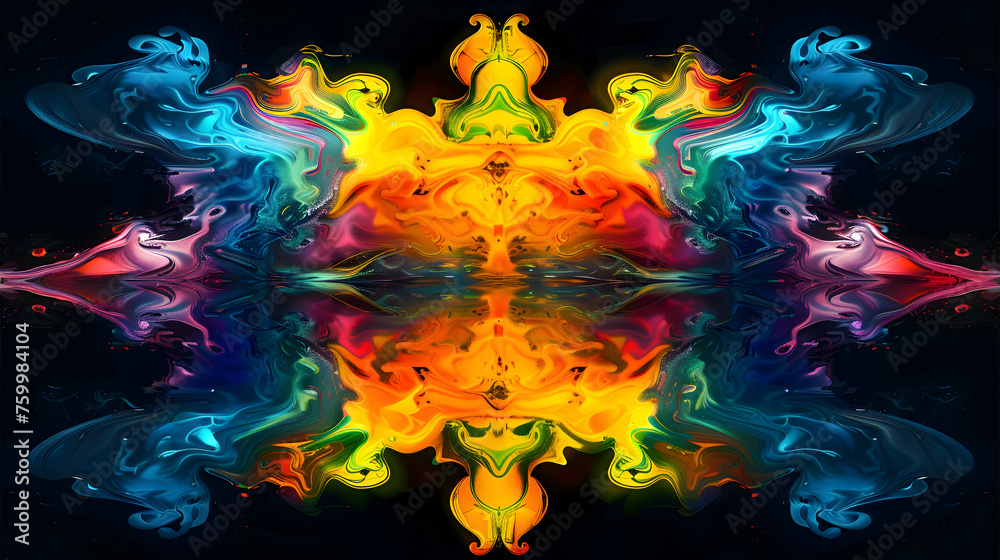 Fototapeta premium lines, forming an otherworldly shape that transports viewers to a music festival rave, isolated on a black background