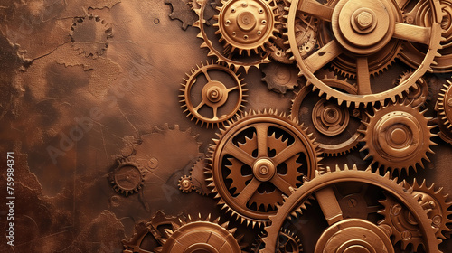 old brass gears metal backg...