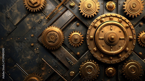 old brass gears metal backg...