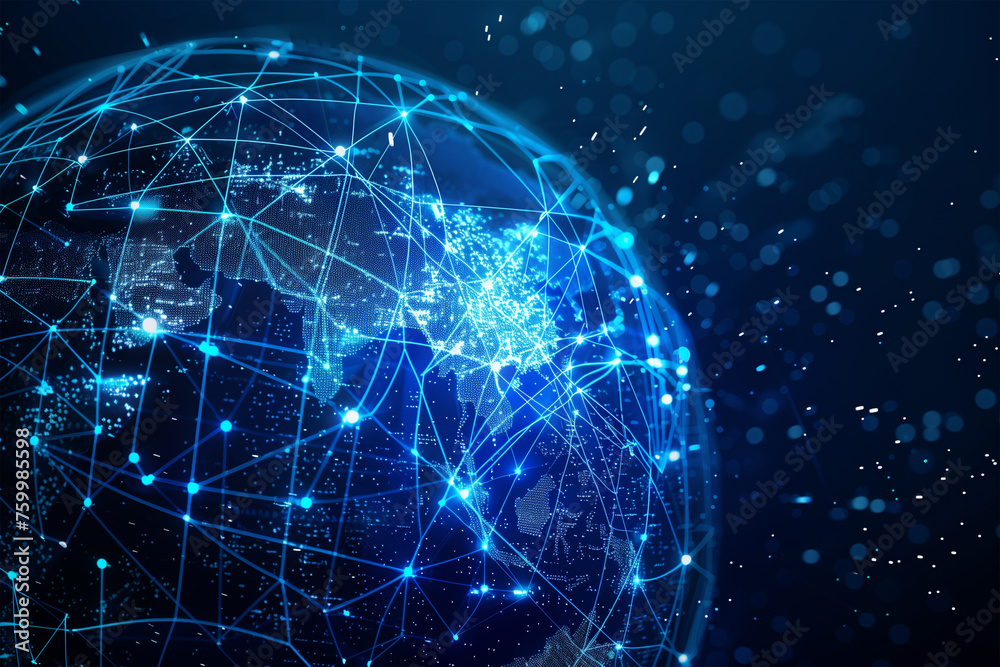 Communication technology for internet business. Global world network and telecommunication on earth Communication technology for internet business. Global world network and telecommunication on earth