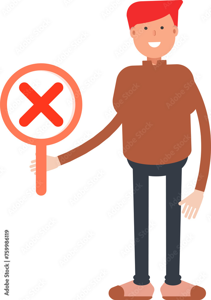 Boy Character Showing Wrong Mark
