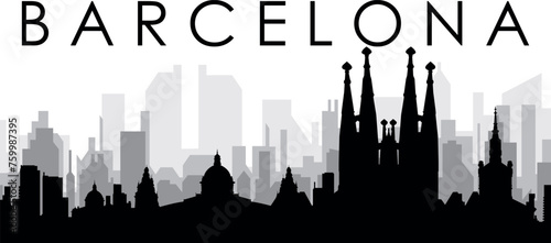 Cityscape skyline panorama of BARCELONA  SPAIN