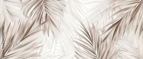 Elegant background with palm leaves in light brown and gray tones. AI generated illustration