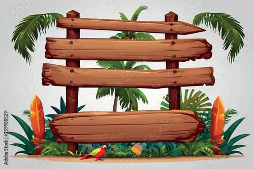Wooden billboard. blank banner set. collection of vintage
