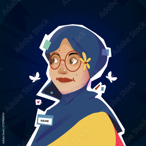 portrait illustration of a woman wearing a hijab