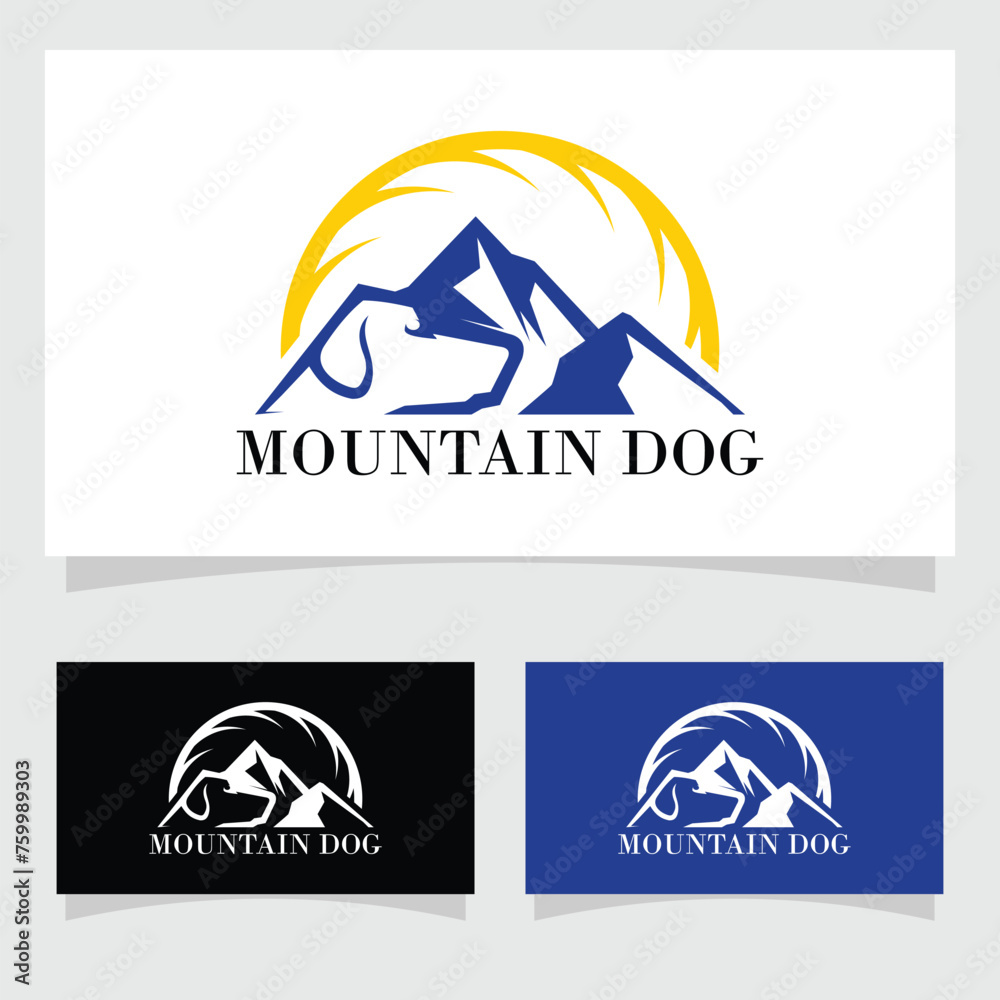dog logo with mountain combination