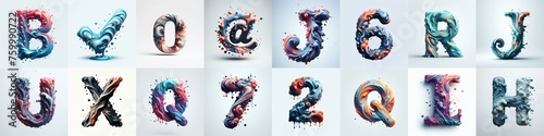 Liquid 3D Lettering Typeface. AI generated illustration © vector_master