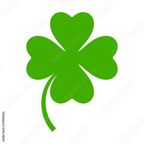 Flat shamrock icon. Clover four leaves logo. Green floral symbol.