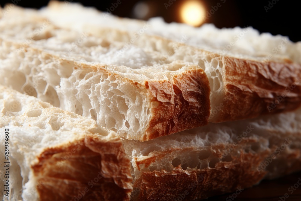 Soft fragrant homemade white bread closeup
