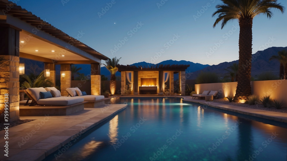 Custom swimming pool and outdoor living area