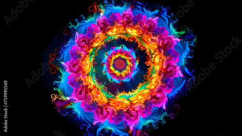 to create a captivating shape that immerses viewers in the exhilarating atmosphere of a music festival rave, isolated on a black background