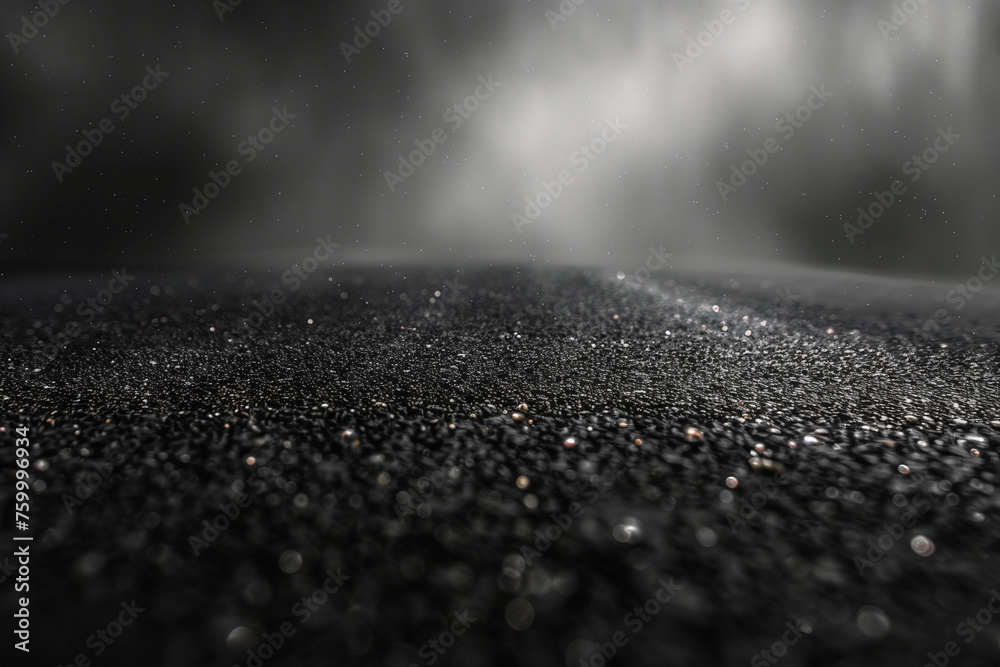 Urban Noir: Empty Dark Street Scene with Black Asphalt Road, Studio Room Interior Texture for Display Products Urban Noir: Empty Dark Street Scene with Black Asphalt Road, Studio Room Interior Texture for Display Products