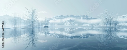 Tranquil ice landscape with crystal clear reflection