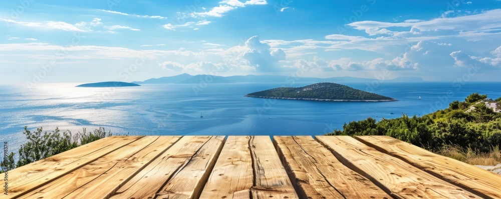 Serene seaside ocean view from wooden dock