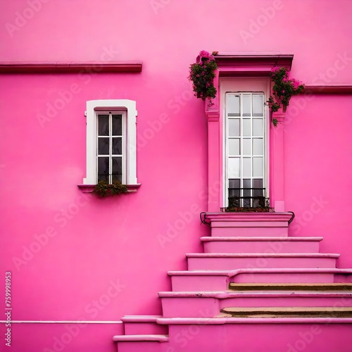 pink wall with windows