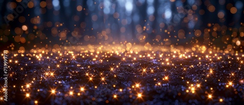  A golden forest on a dark background, surrounded by stars © Jevjenijs