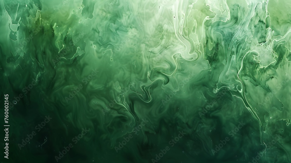 Abstract green paint with a hint of gold wallpaper. Detailed stroke of paint.