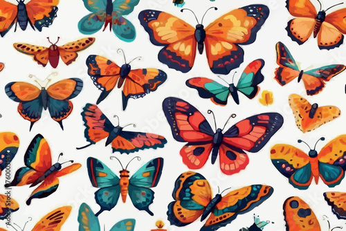 Vector seamless pattern with butterflies