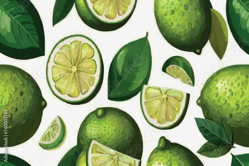 Seamless pattern with lime on black background