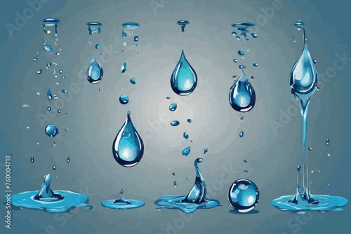 Set of water drops. Vector illustration.
