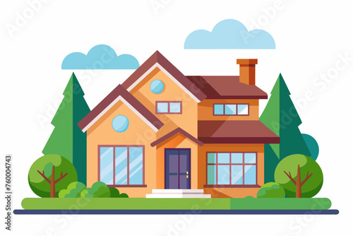 houses with trees, flat style, vector illustration artwork