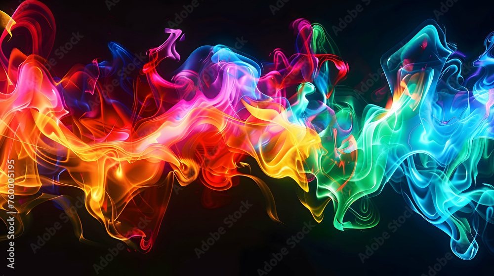 Rainbow fractal tie dye melting colors blend and swirl with high contrast lines, creating a mesmerizing pattern that evokes the vibrant atmosphere of a  - obrazy, fototapety, plakaty 