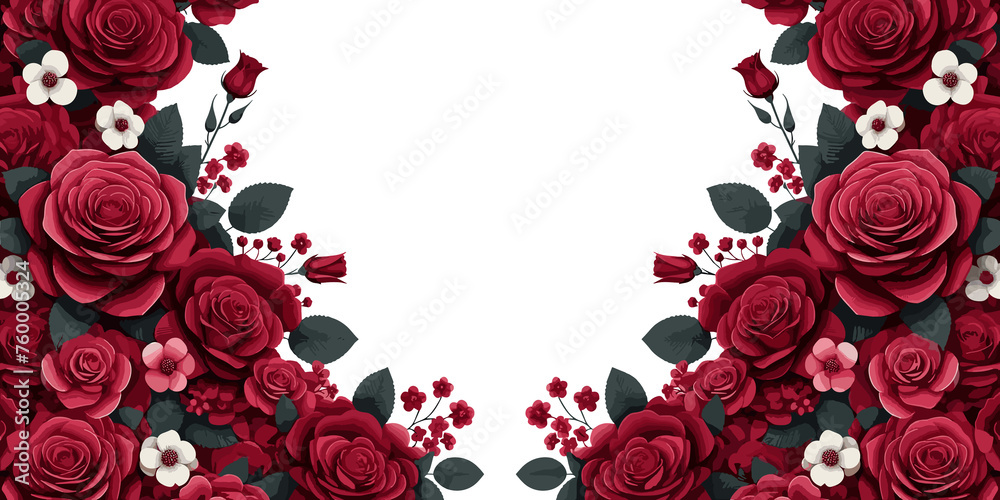 Valentine's day background with red roses, decorative valentine frame, Vector illustration, generative ai Valentine's day background with red roses, decorative valentine frame, Vector illustration, generative ai