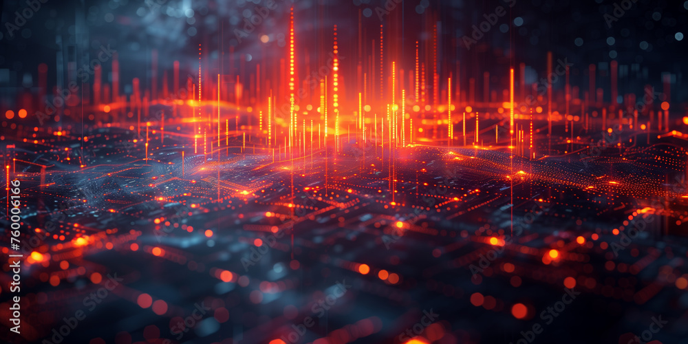 A computer generated image of a city with a red and blue background A computer generated image of a city with a red and blue background