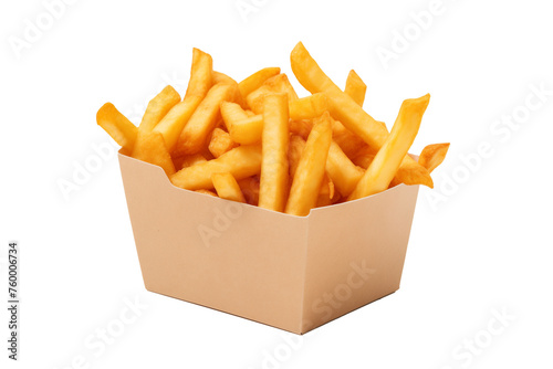 fries and nuggets in paper boxes on white background this object is cutout on a transparent background