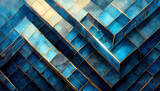abstract blue background with squares mosaic blue glass wall of skyscraper